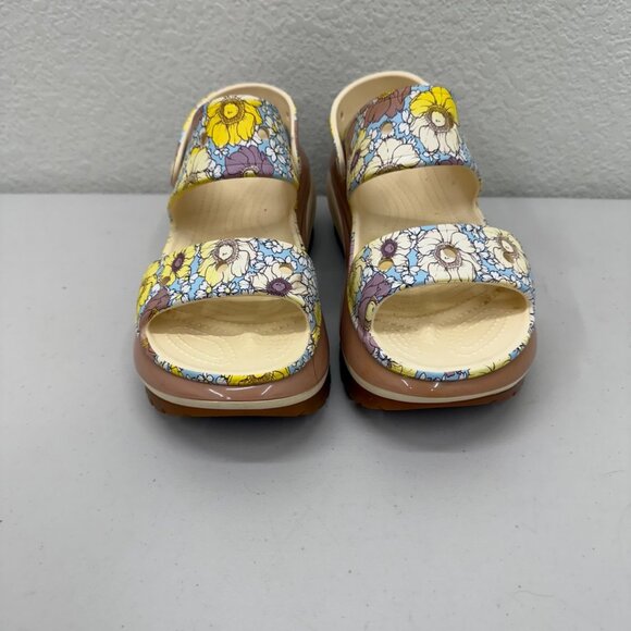 Crocs Mega Crush Retro Floral Platform Open Toe Sandals Shoe 208966 Womens sz 11 - Picture 2 of 8